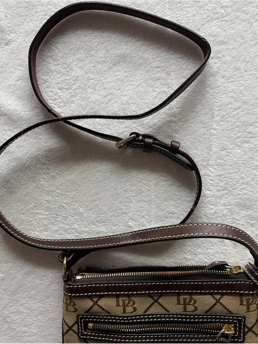Y2K Dooney & Bourke Brown Monogram Canvas Messenger Bag